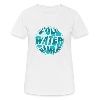 #coldwatersurf Retrowave Wellenreiten - Frauen T-Shirt atmungsaktiv - Weiß - Vorne - AI Model Female 172 dark (172cm)