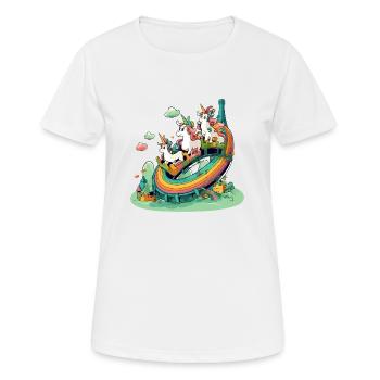 Les licornes au pays arc en ciel - T-shirt respirant Femme - blanc - Devant - AI Model Female 172 dark (172cm)