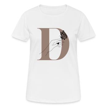 Magischer Schmetterlingsbuchstabe - Frauen T-Shirt atmungsaktiv - Weiß - Vorne - AI Model Female 172 dark (172cm)