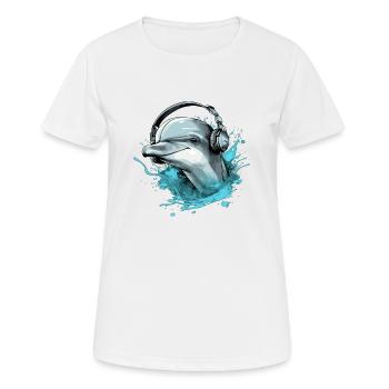Riki le dauphin audiophile - T-shirt respirant Femme - blanc - Devant - AI Model Female 172 dark (172cm)