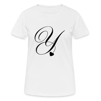 Lettre y calligraphie cœur - T-shirt respirant Femme - blanc - Devant - AI Model Female 172 dark (172cm)