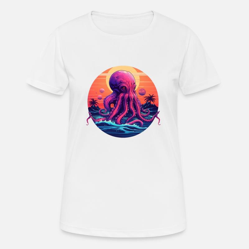 Octopus 80s synthwave 1 without stroke - T-shirt respirant Femme - blanc