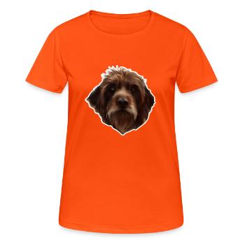 griffon Český Fousek " Tschechischer Bart " - Frauen T-Shirt atmungsaktiv - Neonorange - Vorne - AI Model Female 172 dark (172cm)