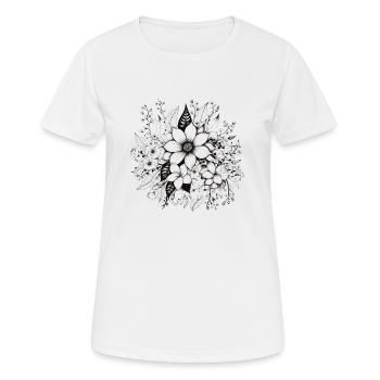 Blumenmuster dunkel - Frauen T-Shirt atmungsaktiv - Weiß - Vorne - AI Model Female 172 dark (172cm)