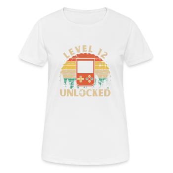 Level 12 freigeschaltet - Frauen T-Shirt atmungsaktiv - Weiß - Vorne - AI Model Female 172 dark (172cm)
