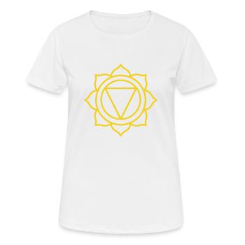 SUCCÈS-TRIOMPHE | 3ème Manipura ou chakra solaire - T-shirt respirant Femme - blanc - Devant - AI Model Female 172 dark (172cm)