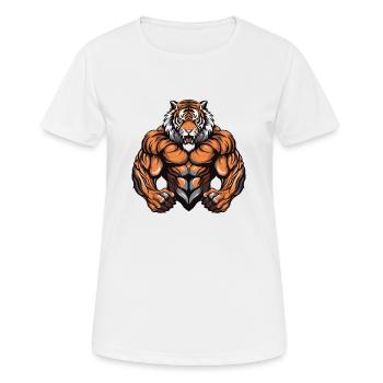 Musculation Tiger Muscles - T-shirt respirant Femme - blanc - Devant - AI Model Female 172 dark (172cm)