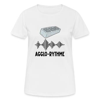 agglo-rythme - T-shirt respirant Femme - blanc - Devant - AI Model Female 172 dark (172cm)