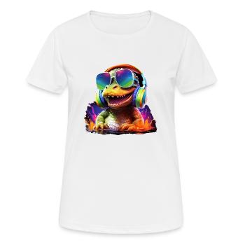 Cooles Baby Krokodil mit Headset Geschenk Kroko - Frauen T-Shirt atmungsaktiv - Weiß - Vorne - AI Model Female 172 dark (172cm)