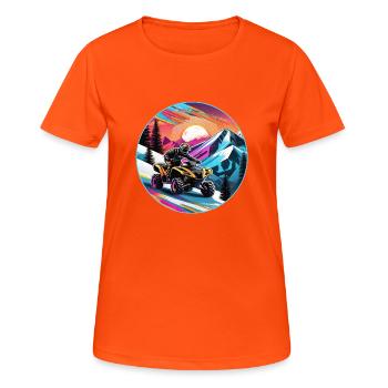 quad et tout terrain - T-shirt respirant Femme - orange néon - Devant - AI Model Female 172 dark (172cm)