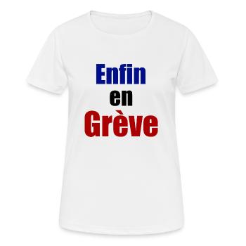 Enfin en grève - T-shirt respirant Femme - blanc - Devant - AI Model Female 172 dark (172cm)