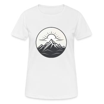 Montagnes dessinées minimalistes, soleil et nuages - T-shirt respirant Femme - blanc - Devant - AI Model Female 172 dark (172cm)
