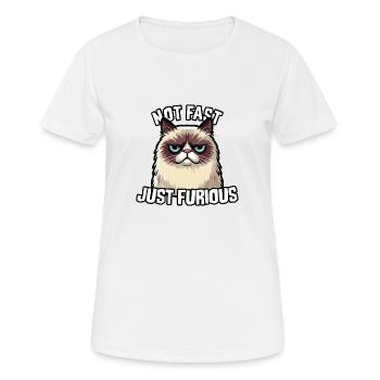 NOT FAST JUST FURIOUS FUNNY CAT - Women's Breathable T-Shirt - white - Front - AI Model Female 172 dark (172cm)