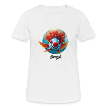 Jeu de mots ambigu sur l’expression allemande - Clownfisch - T-shirt respirant Femme - blanc - Devant - AI Model Female 172 dark (172cm)