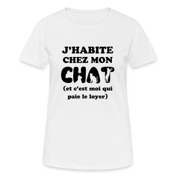 J habite chez mon chat 2 - T-shirt respirant Femme - blanc - Devant - AI Model Female 172 dark (172cm)