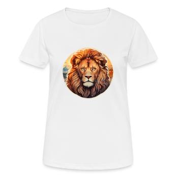 Löwe in der Savanne - Frauen T-Shirt atmungsaktiv - Weiß - Vorne - AI Model Female 172 dark (172cm)