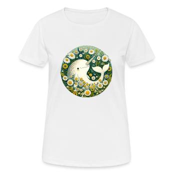 Narwal - Frauen T-Shirt atmungsaktiv - Weiß - Vorne - AI Model Female 172 dark (172cm)