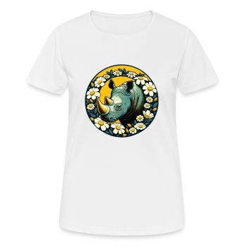 Nashorn - Frauen T-Shirt atmungsaktiv - Weiß - Vorne - AI Model Female 172 dark (172cm)