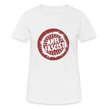 Antifaschist Kreis Rot links kommunist - Frauen T-Shirt atmungsaktiv - Weiß - Vorne - AI Model Female 172 dark (172cm)