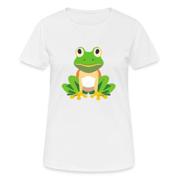 Grenouille verte assise. - T-shirt respirant Femme - blanc - Devant - AI Model Female 172 dark (172cm)
