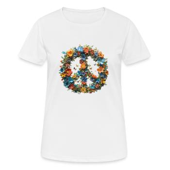 Signe de paix Fleurs Paix Pacifisme - T-shirt respirant Femme - blanc - Devant - AI Model Female 172 dark (172cm)