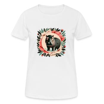 Nilpferd - Frauen T-Shirt atmungsaktiv - Weiß - Vorne - AI Model Female 172 dark (172cm)