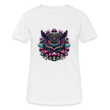 Psychedelische Eule - Frauen T-Shirt atmungsaktiv - Weiß - Vorne - AI Model Female 172 dark (172cm)