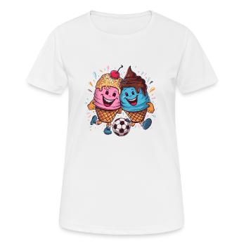 Soleil d’été Soccer Rire Coups de pied Cornets de crème glacée - T-shirt respirant Femme - blanc - Devant - AI Model Female 172 dark (172cm)