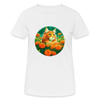 Chat Mainecoon au gingembre - T-shirt respirant Femme - blanc - Devant - AI Model Female 172 dark (172cm)