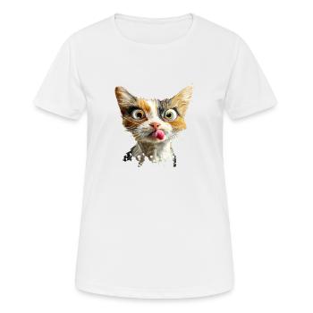 Funny Cat - Frauen T-Shirt atmungsaktiv - Weiß - Vorne - AI Model Female 172 dark (172cm)