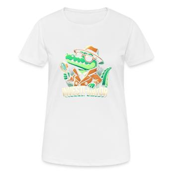 Investi-Gator - Lustiges Alligator Detektiv Design - Frauen T-Shirt atmungsaktiv - Weiß - Vorne - AI Model Female 172 dark (172cm)