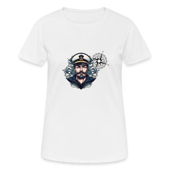 Kapitän Captain Seemann - Frauen T-Shirt atmungsaktiv - Weiß - Vorne - AI Model Female 172 dark (172cm)