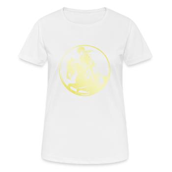 Cheval de selle femme - T-shirt respirant Femme - blanc - Devant - AI Model Female 172 dark (172cm)