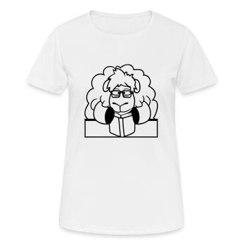 Sheep Nerd Geek Book Reading Nerd Horn-Rimmed Glasses Desk - Women's Breathable T-Shirt - white - Front - AI Model Female 172 dark (172cm)