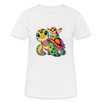 Schildkrötenmutter mit Kind - Frauen T-Shirt atmungsaktiv - Weiß - Vorne - AI Model Female 172 dark (172cm)
