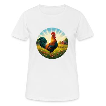 Coq au lever du soleil - T-shirt respirant Femme - blanc - Devant - AI Model Female 172 dark (172cm)