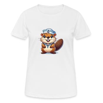 biber matrose kapitän - Frauen T-Shirt atmungsaktiv - Weiß - Vorne - AI Model Female 172 dark (172cm)