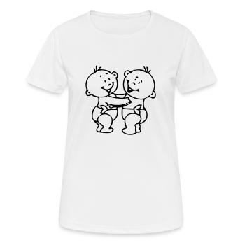 twin boys © - Frauen T-Shirt atmungsaktiv - Weiß - Vorne - AI Model Female 172 dark (172cm)