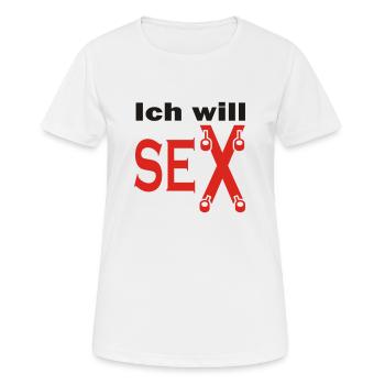 Ich Will Sex - BDSM - zweifärbig - Frauen T-Shirt atmungsaktiv - Weiß - Vorne - AI Model Female 172 dark (172cm)