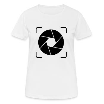 Kamera - Linsen - Frauen T-Shirt atmungsaktiv - Weiß - Vorne - AI Model Female 172 dark (172cm)