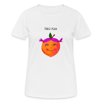 happy food fruit vegetables paula perzik - Vrouwen T-shirt ademend actief - wit - Voor - AI Model Female 172 dark (172cm)