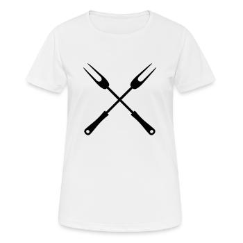 logo 2 grillgabeln ueberkreuz grillzange grillen g - Frauen T-Shirt atmungsaktiv - Weiß - Vorne - AI Model Female 172 dark (172cm)
