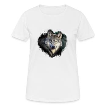Wolf Liebe - Frauen T-Shirt atmungsaktiv - Weiß - Vorne - AI Model Female 172 dark (172cm)
