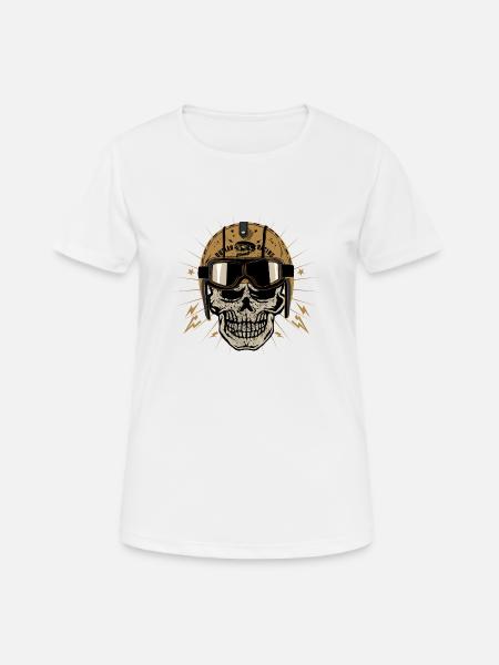 skull helmet helmet biker skull motorcycle - Women's Breathable T-Shirt - white