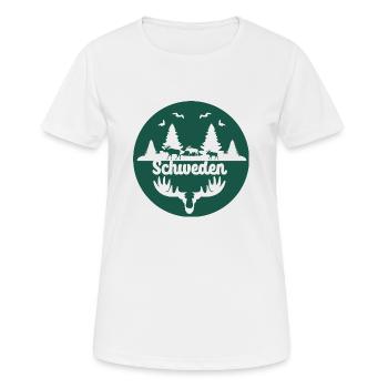 cercle, vert, ligne d’horizon, silhouette, suède, nature - T-shirt respirant Femme - blanc - Devant - AI Model Female 172 dark (172cm)