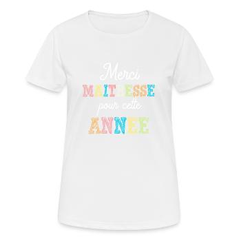 Merci maîtresse pour cette année cadeau fin d'anné - T-shirt respirant Femme - blanc - Devant - AI Model Female 172 dark (172cm)