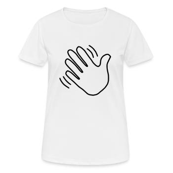 Emoji main agitant croquis noir - T-shirt respirant Femme - blanc - Devant - AI Model Female 172 dark (172cm)