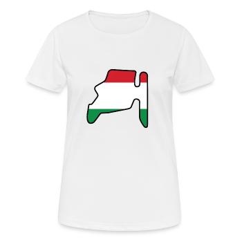Ungarn Rennstrecke Mit Flagge - Frauen T-Shirt atmungsaktiv - Weiß - Vorne - AI Model Female 172 dark (172cm)