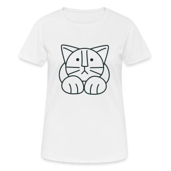 Chat mignon assis en avant sur des pattes avant - T-shirt respirant Femme - blanc - Devant - AI Model Female 172 dark (172cm)