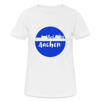 scherenschnitt,aachen,blau,stadt,skyline - Frauen T-Shirt atmungsaktiv - Weiß - Vorne - AI Model Female 172 dark (172cm)